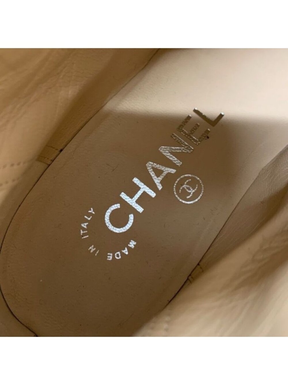 Chanel Boots Short Shoes Suede Beige Silver Coco Mark Chain - Picture 7 of 10